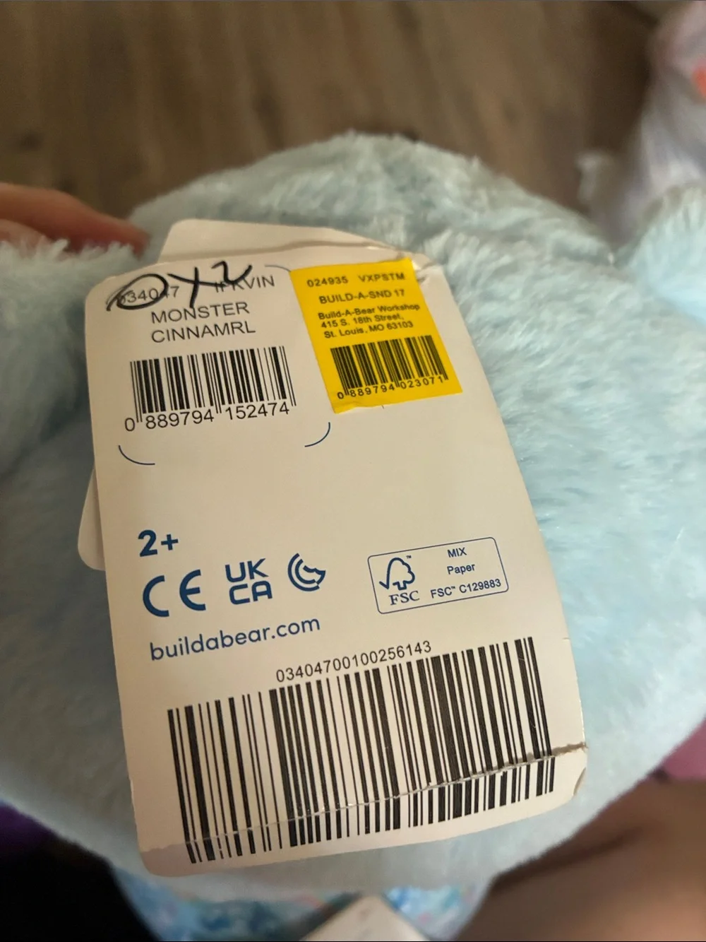 Build-A-Bear Light Blue Plush One-Piece with Pink Trim